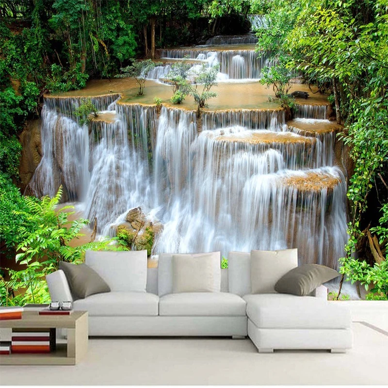 Пользовательская 3D фото настенная бумага HD Зеленый пейзаж водопад красивый фон