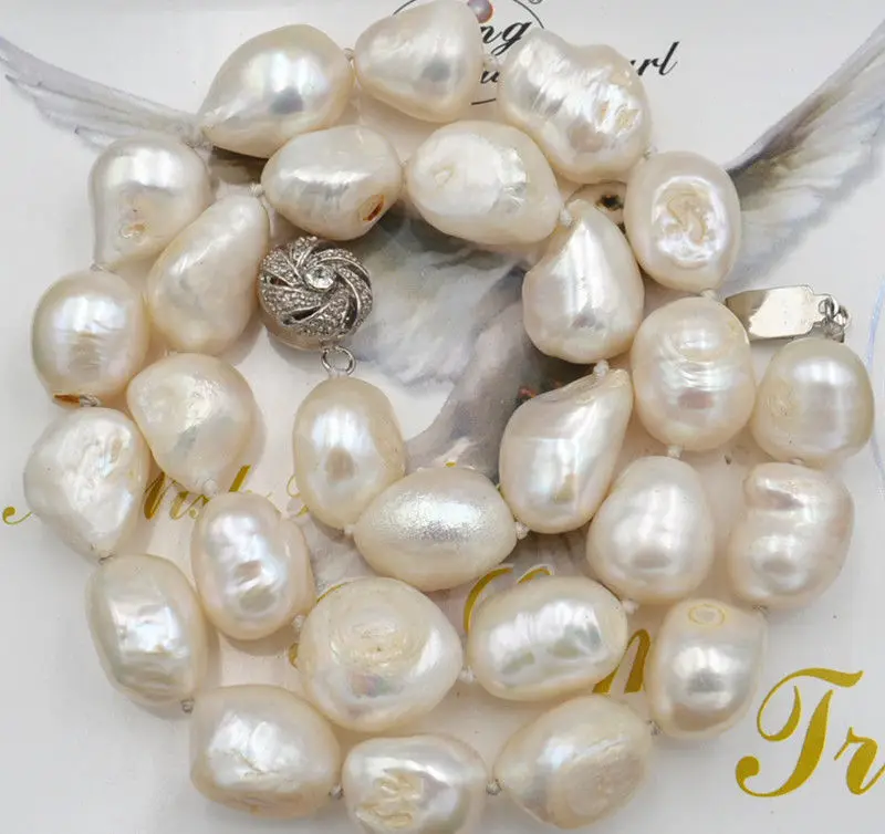 

Natural10-11mm SOUTH SEA WHITE BAROQUE PEARL NECKLACE 18"