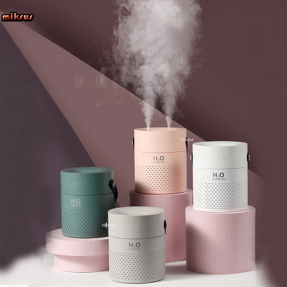 1.1L Large Capacity Air Humidifier Dual Spray 4000mAh USB Rechargeable Wireless Ultrasonic Aroma Diffuser Color Light Fogger