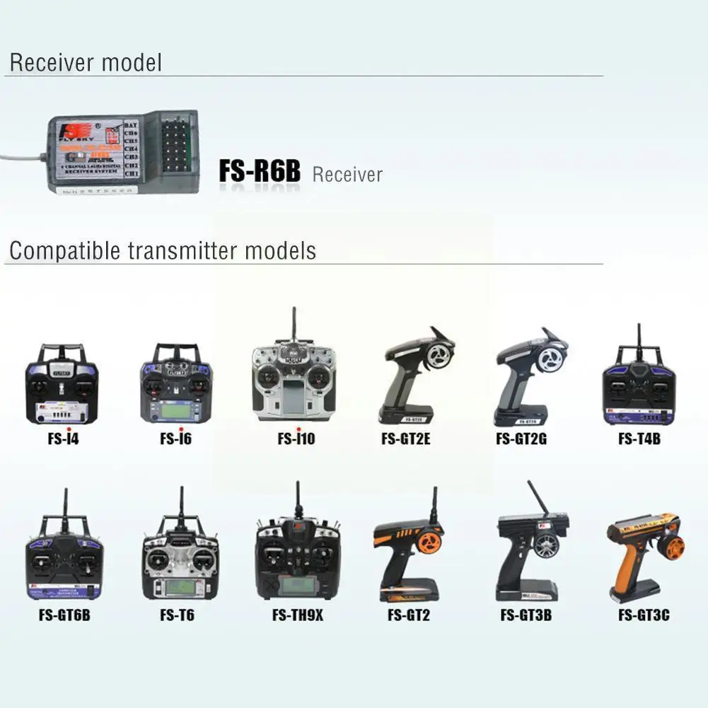 

Fusi 2.4g 6-channel Receiver Fs R6b Fs-ct6b Fs-th9x Control Remote Receiver Fs-t6 Transmitter Control Universal Remote Part U7i8