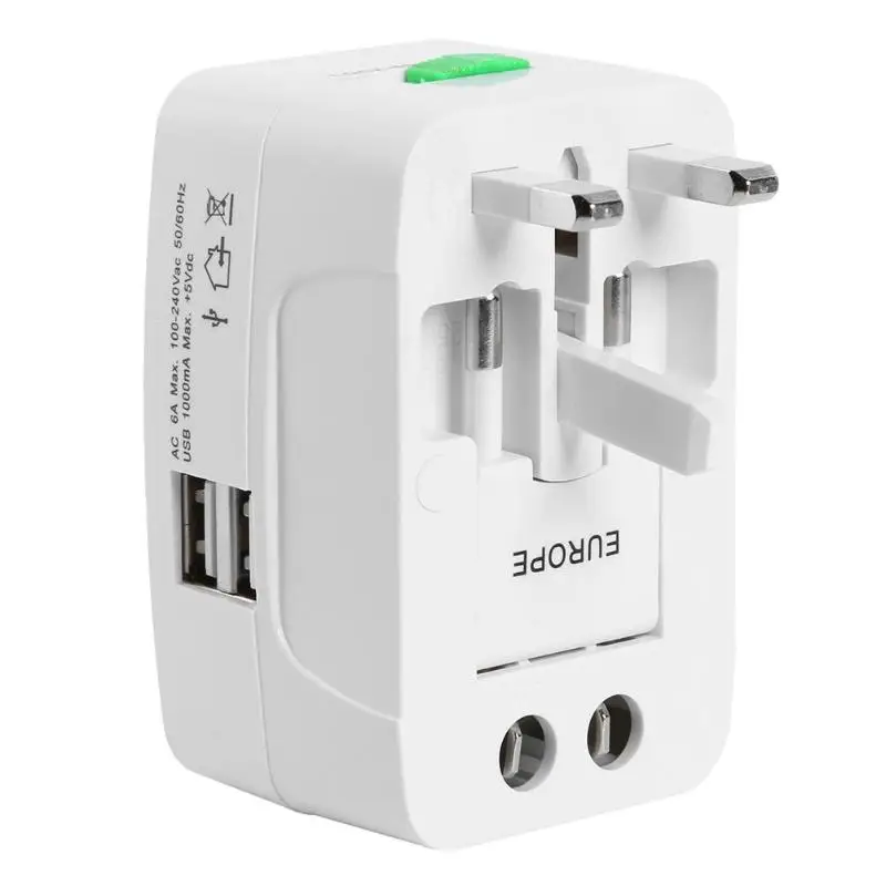 Универсальный переходник с двумя usb-разъемами, многофункциональная дорожная розетка, адаптер с защитой, защитная перегородка, индикатор питания, лампа