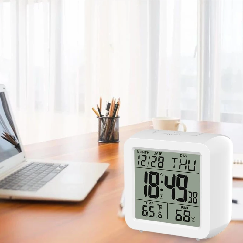 

Digital LCD Display Temperature and Humidity Meter Room Clock Calendar Alarm Clock Thermometer and Hygrome