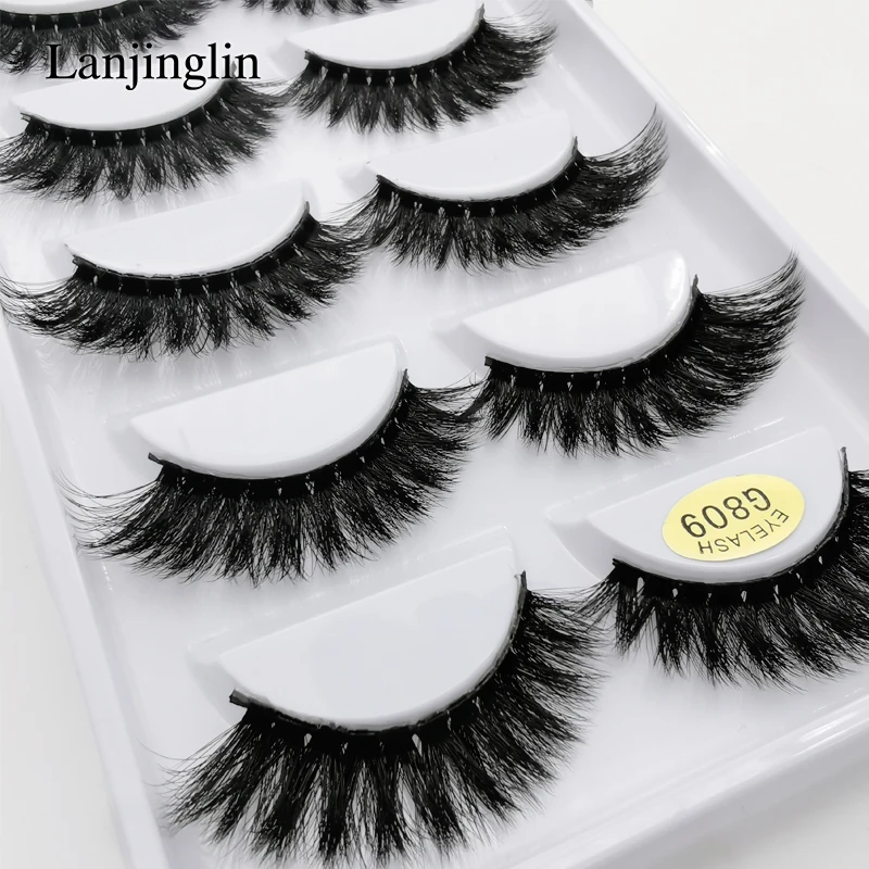 LANJINGLIN 5 pairs 3d mink lashes false eyelashes natural long fake eyelash extension makeup full faux cils cilios G800 G806 | Красота и