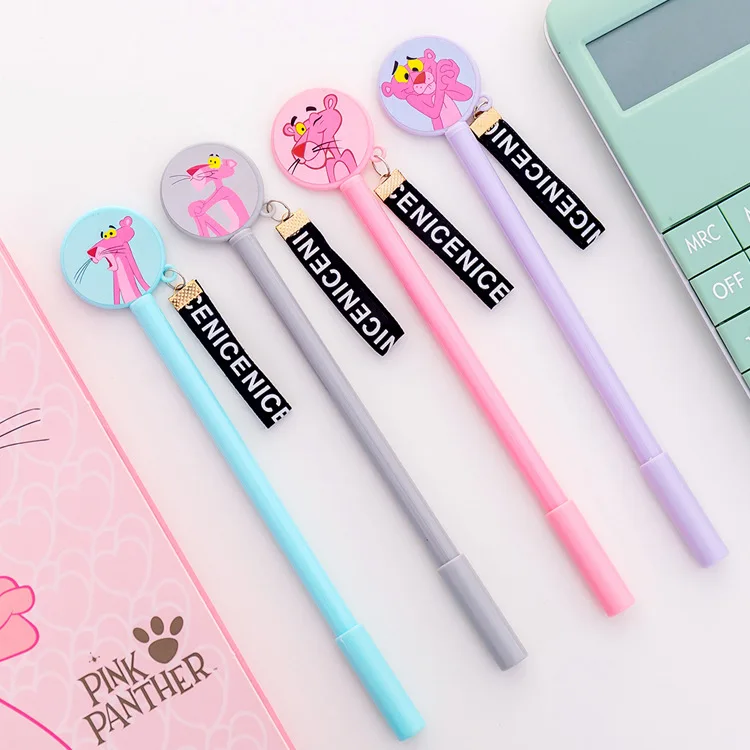 20 Pcs Creative Cartoon Pink Leopard Streamer Gel Pen Cute Pink Girl Style Signature Pen Student School Supplies