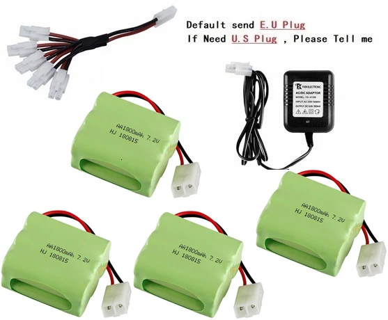 Сиренево-синего цвета Разъем Tamiya) Ni-MH 7,2 v 1800mah аккумулятор+ зарядное устройство для радиоуправляемых игрушек, автомобилей, танков, поездов, роботов, лодок, пистолетов AA 7,2 v перезаряжаемый аккумулятор - Цвет: Сиренево-синего цвета