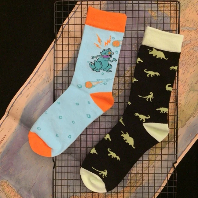 Взрослые хлопковые носки с изображением метеорита дракона воющего динозавра