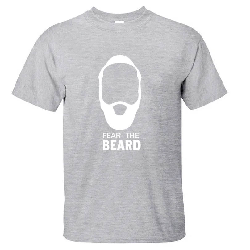 Мужские хлопковые футболки с круглым вырезом и надписью «Star James Harden Fear the Beard» - Цвет: gray  white