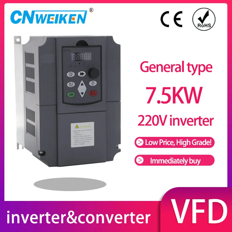 

220V VFD 5.5kw 7.5kw Single phase inverter VFD inverter Frequency Converter Variable Frequenc Drive Spindle Speed Control