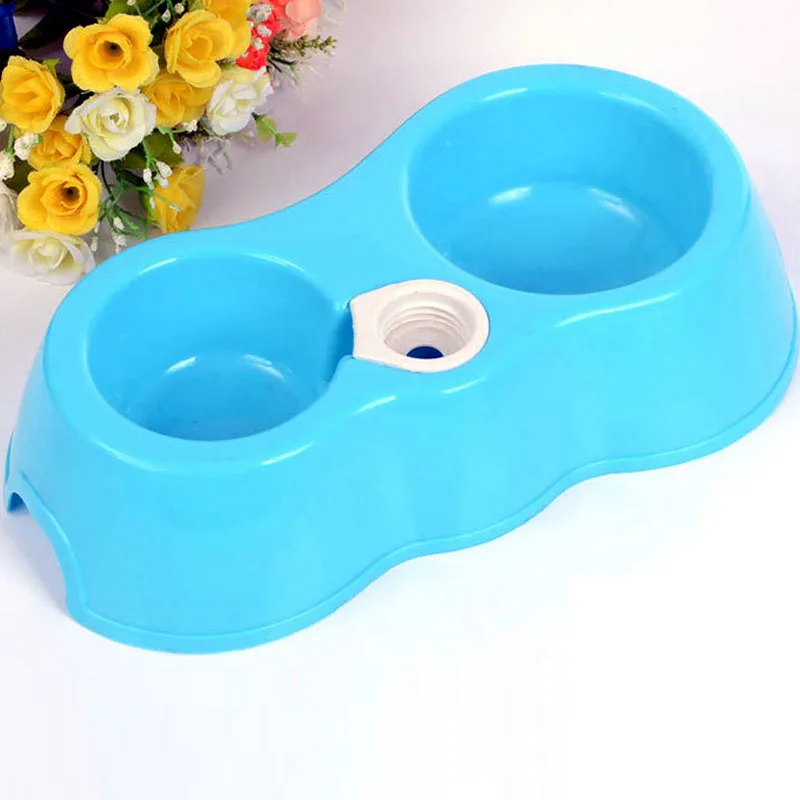 Миска для питомцев пластиковый контейнер еды с двойным отверстием поилка щенков