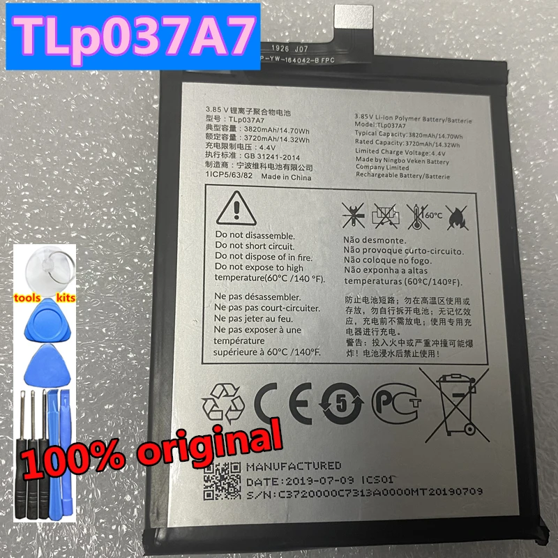 Оригинальный аккумулятор 3 85 В 3820 мАч TLp037A7 для смартфонов Alcatel TCL PLEX T780H | Мобильные