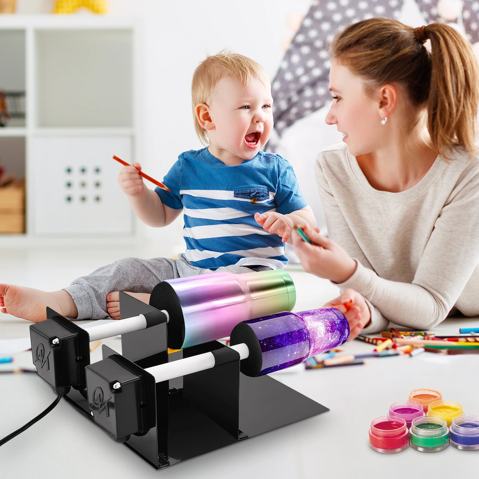 

2 Cup Turner Tumbler Cuptisserie Machine For Crafts Tumbler Spinner Kit Making DIY Iron Cup Rotator Tools With Rotisserie Motor