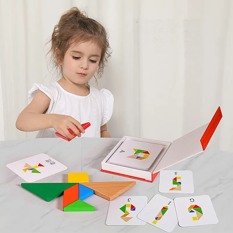 Деревянный Танграм 3d головоломки ребенка раннего обучения комплект Форма