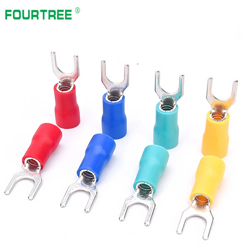 1000pcs SV Crimp Terminal Fork Spade Connector Kit Wire Copper Insulated Cord Pin End Cable Lug SV2-3/4/5/6 | Обустройство дома