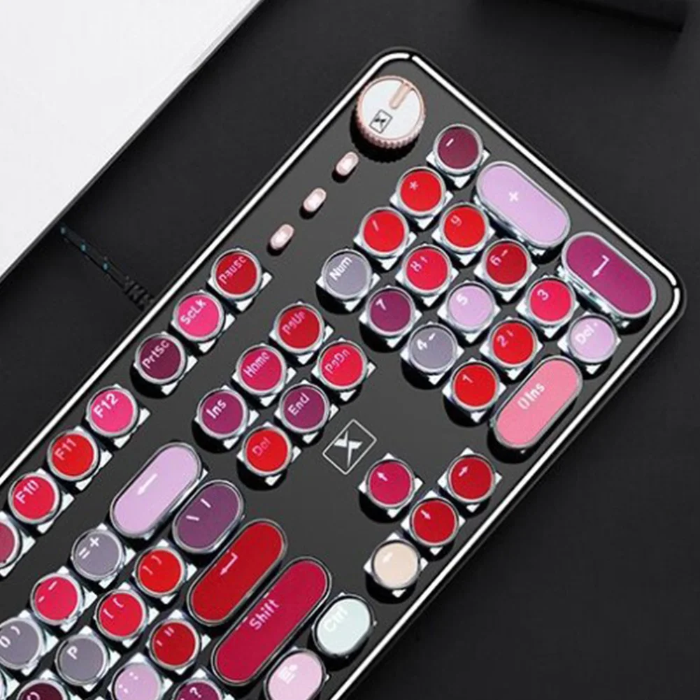 

K520 Replacement Lipstick Color Computer Mechanical Keyboard Fashion Desktop Professional USB Metal 104 Keys Accessory Gaming