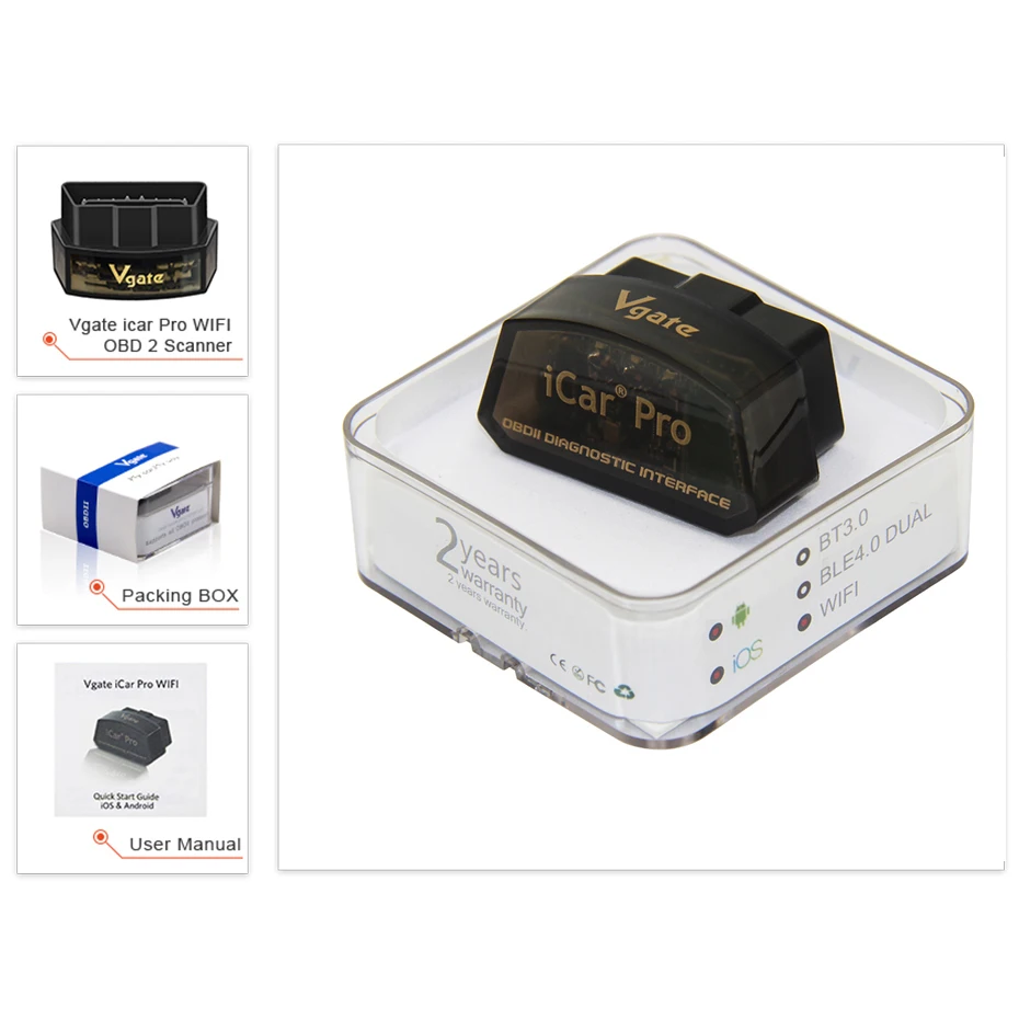 Автомобильный диагностический сканер Vgate iCar pro 50 шт./лот BT 4 0/WIFI OBD2 для Android/IOS