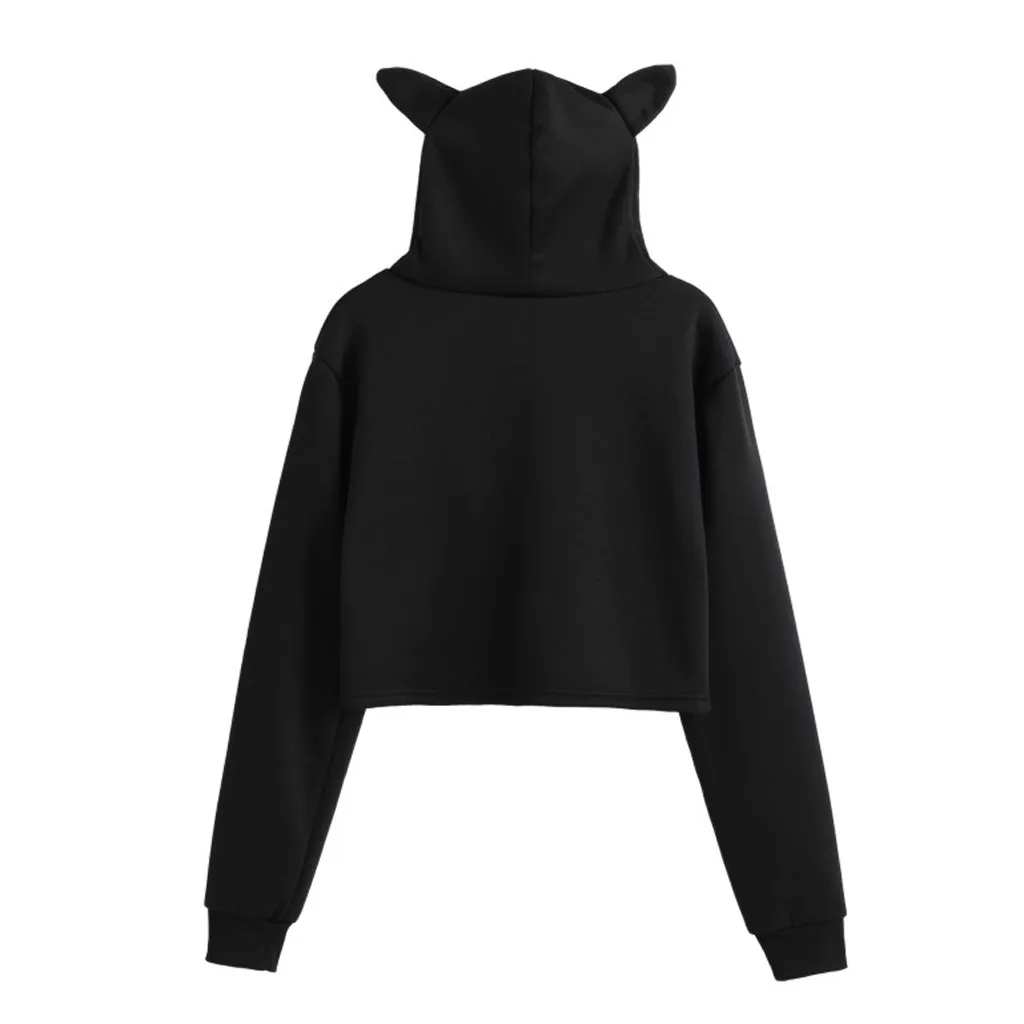 Sweatshirt Women Harajuku Hoodies Women Long Sleeve Rainbow Pullover Cute Cat Ears Hooded Sweatshirt sudaderas худи толстовка