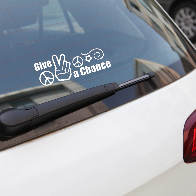 

YJZT 17.5X6.7CM Give Peace A Chance Vinyl Car Stickers Decals Window Decoration C25-0595