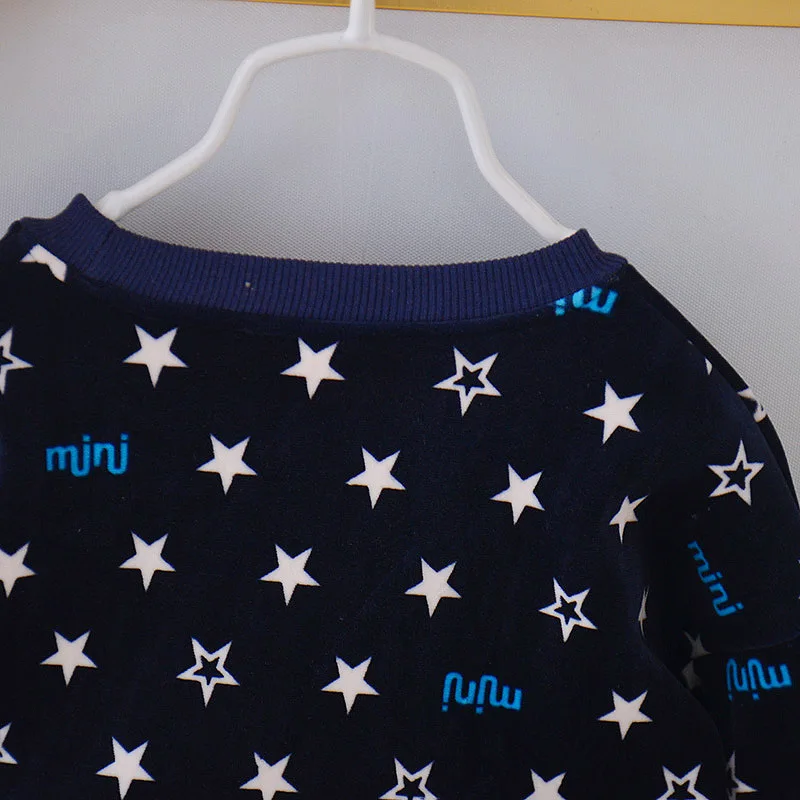 Зимний модный спортивный свитер из двух частей пятиконечный Звездный костюм с