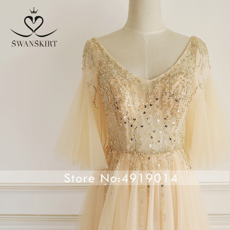 Модное Вечернее Платье трапециевидной формы с аппликацией из бисера для невесты