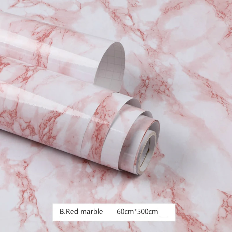 

60cm*500cm Vinyl Film Self Adhesive Wallpaper Marble Waterproof for Bathroom Kitchen Cupboard Contact Paper PVC Wall Stickers