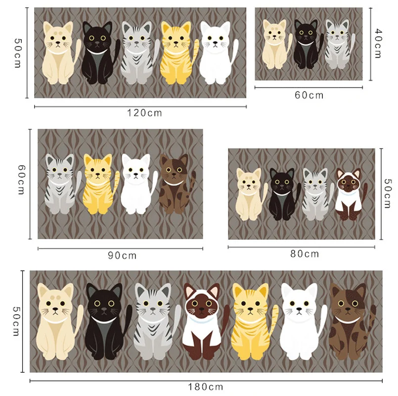 Фланелевый напольный коврик нескользящий кухонный ковер с принтом кошки