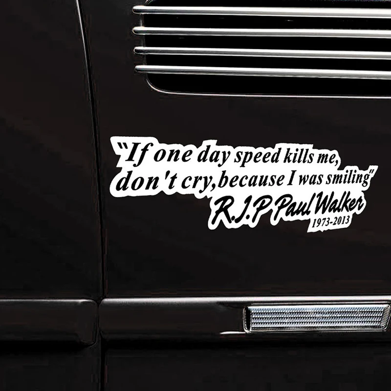 19*6 см Автомобильная виниловая наклейка Черный/Белый Пол Уокер Рип авто гоночный