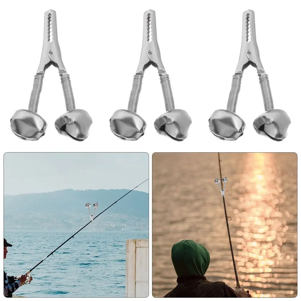 

High Quality Stainless Steel Durable Hot Bite Sound Alarm Fishing Alert Bell Clip Rod Tackle Fishing Rod Clamp Ring