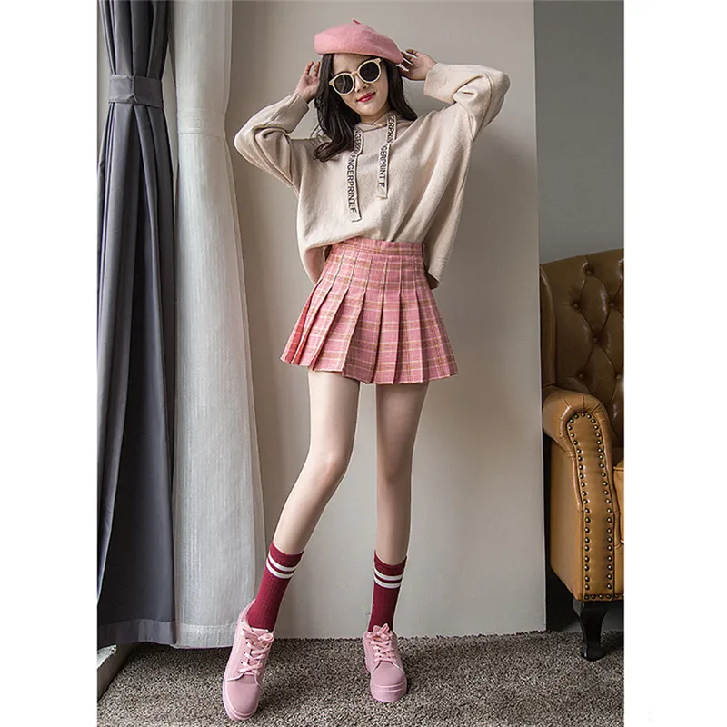 Лидер продаж Женские Плиссированные Теннисные мини юбки с высокой талией и