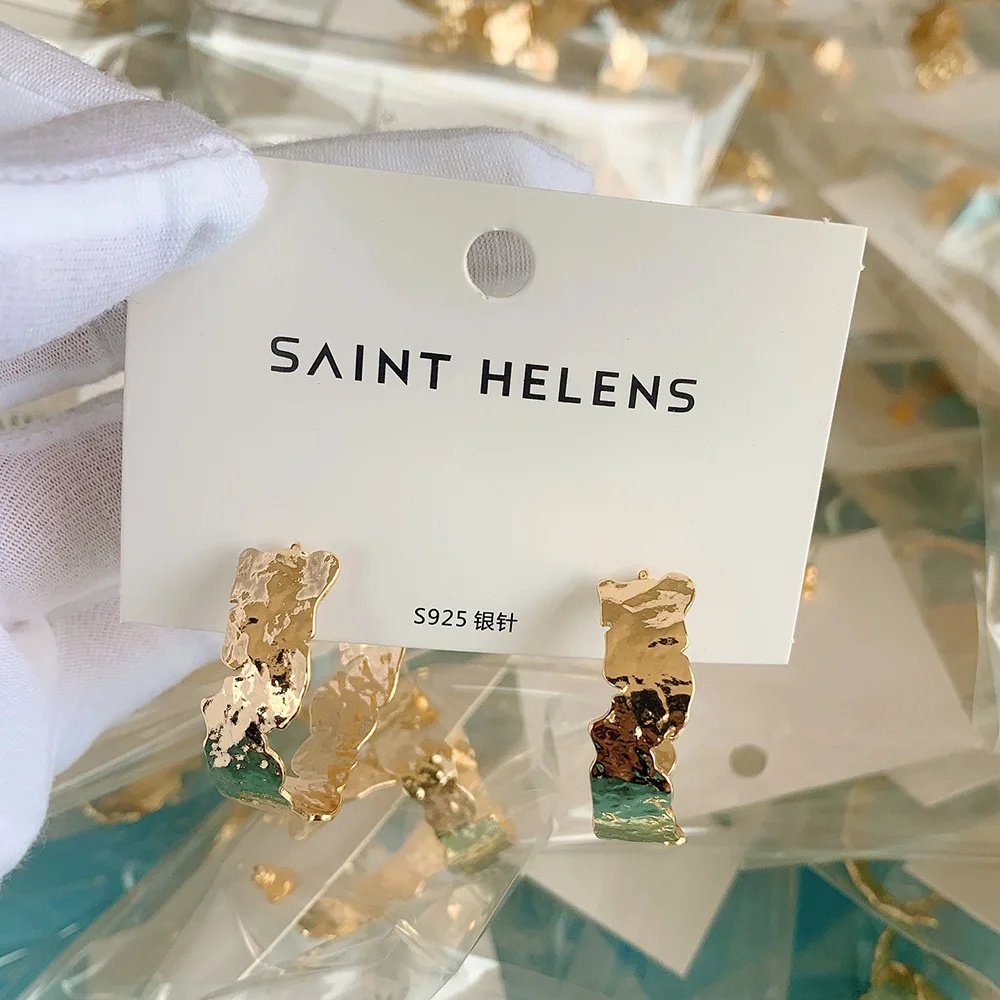 Женские серьги с-образной формы S925 Необычные гипоаллергенные латунные высокого