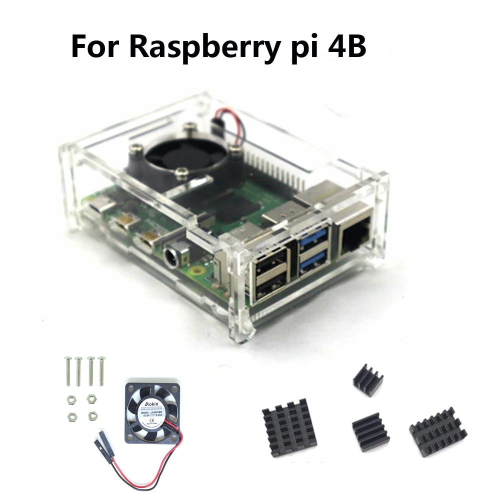 Bunle 3 Raspberry Pi 4 Модель B стартовый комплект источник питания акриловый чехол вентилятор радиатора HDMI - Цвет: Bunle 3