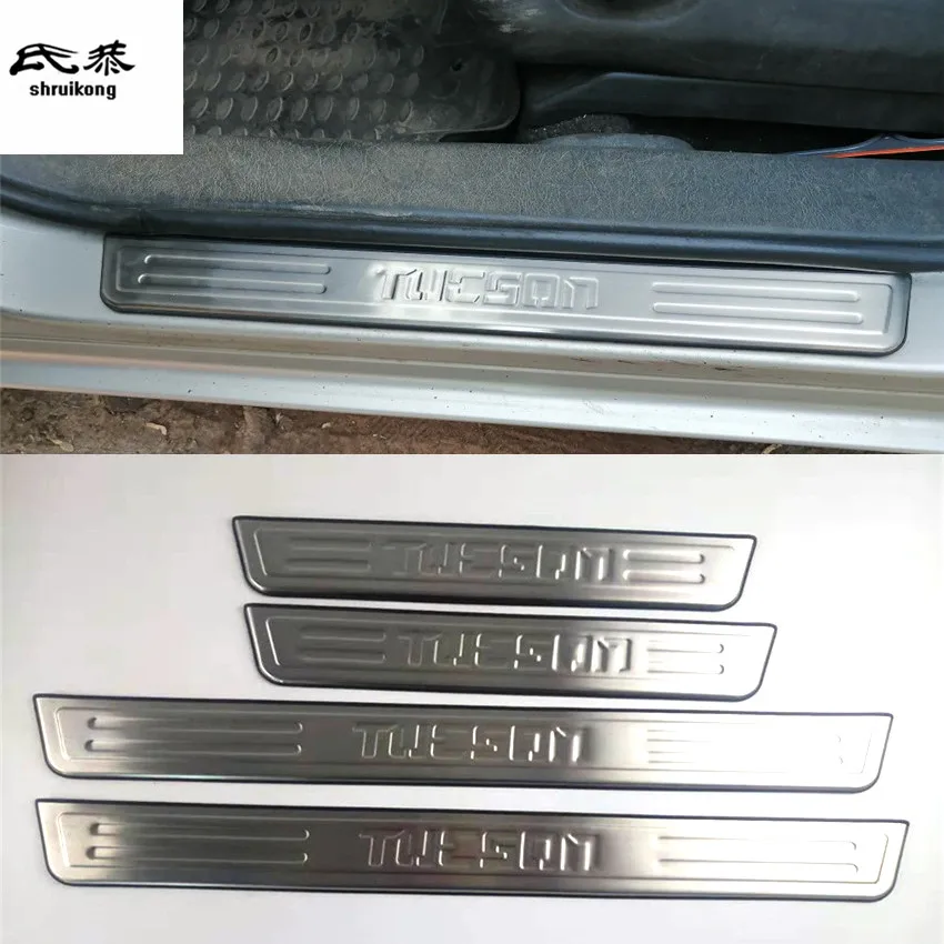 4 шт./лот для 2006 2014 Hyundai TUCSON Накладка на порог из нержавеющей стали автомобильные