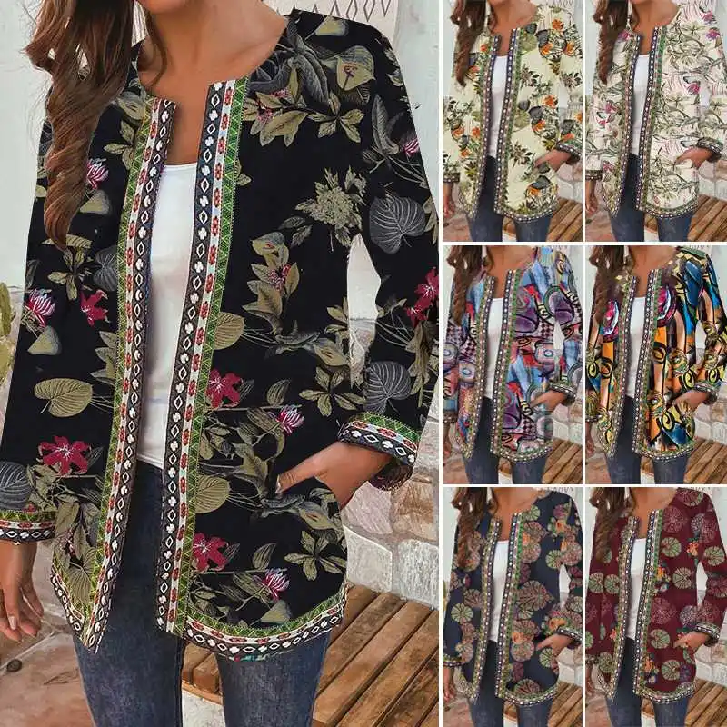 

ZANZEA Elegant Printed Blazers Women Floral Coats Casual Long Sleeve Outerwears Female Open Stich Cardigans Plus Size Tunic 5XL