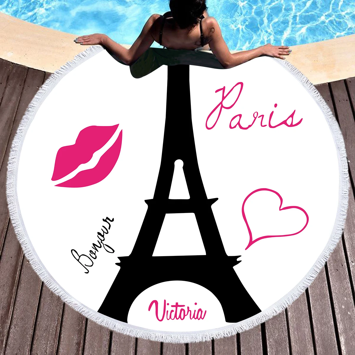 

3D Printed Eiffel Tower Beach Towels Summer Round Beach Towel Microfiber Round Fabric Bath Towels For Adults Home Decoration