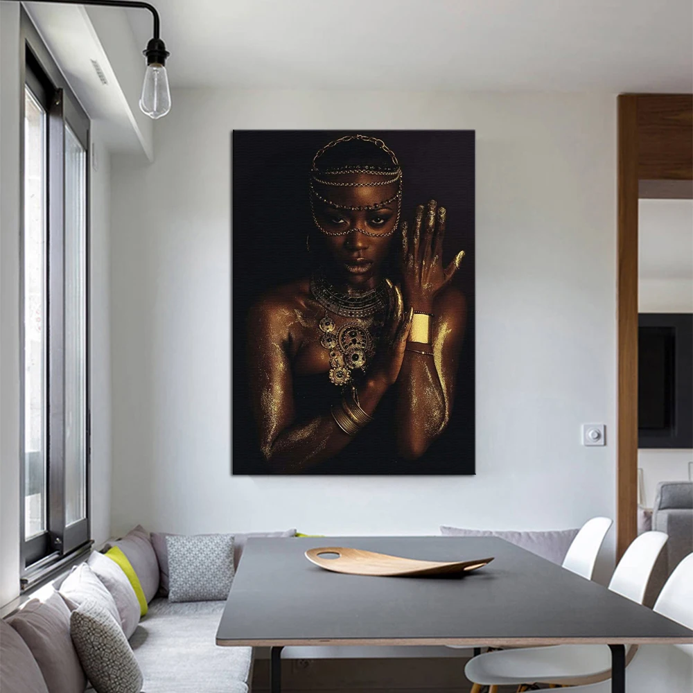 Портрет настенный художественные картины Eygpt королева золото черный Африканский