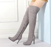 2021 stiletto heel over the knee boots frosted leather woman party boots side zipper round toe long shoes
