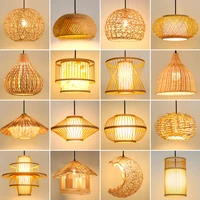 rattan pendant lamp bamboo wood creative personality hand knitted simple living room bamboo light fixture hanging lamp