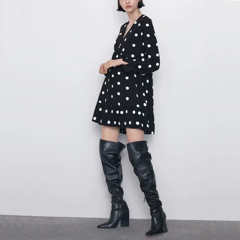 Осенне зимнее женское платье повседневное однотонное с вышивкой платья|Женские