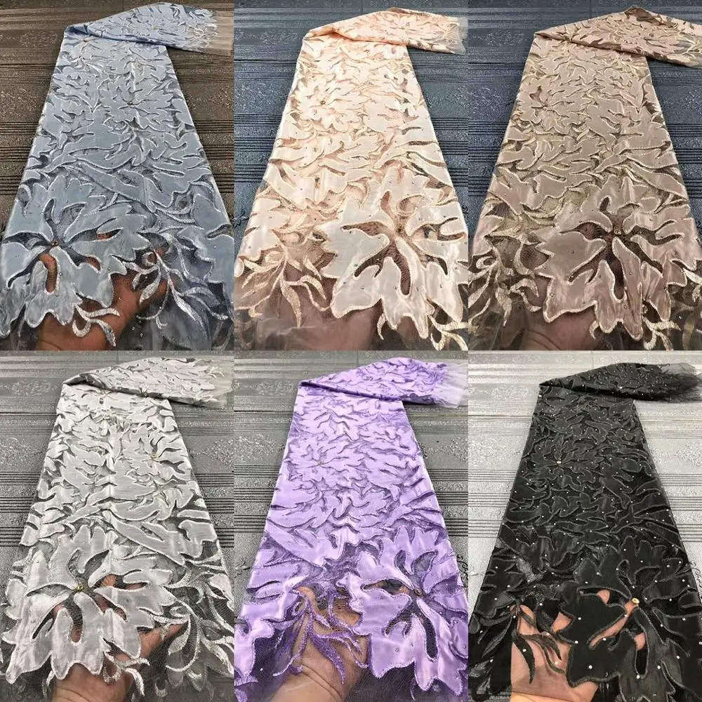

Embroidered Stones Latest Lace Designs Decorative Flowers Africa Fabric French Brocade Net Bridal Gowns Wedding dress