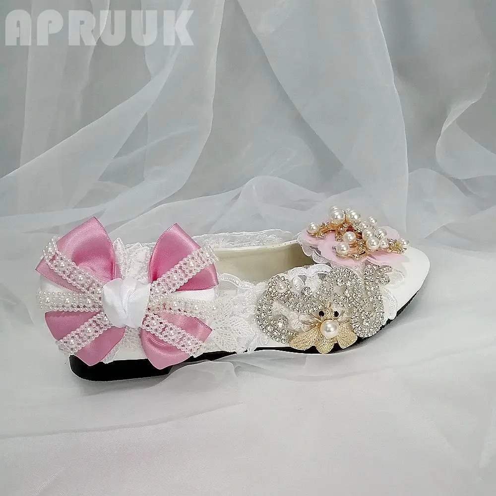 

Розовые атласные туфли на плоской подошве с цветами и кристаллами, Женская роскошная дизайнерская обувь с жемчугом для невесты, подружки не...