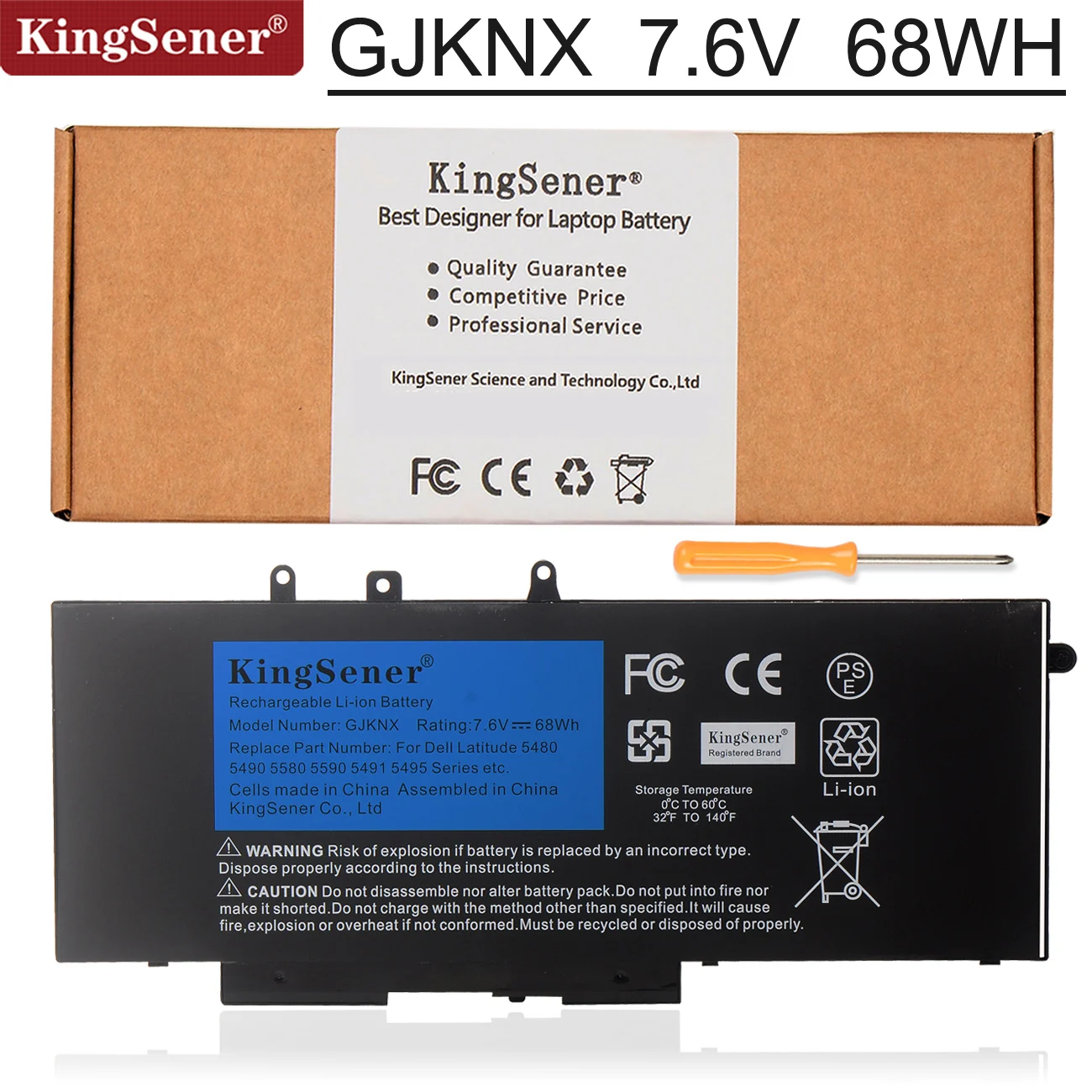 Kingsener-batería modelo GJKNX para ordenador portátil, parte de PC para Dell Latitude E5480 5580 5490 5590, DELL Precision M3520 M3530 GD1JP 7,6 V 68WH