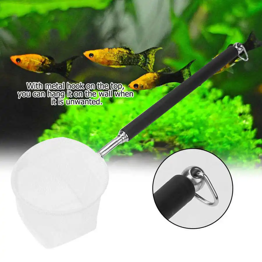 Adjustable Mini Fishing Net Pole for Aquarium Tank Shrimp Folding Landing Round Square Fly |