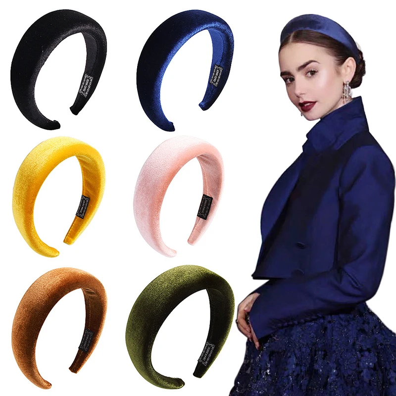 

Classic Women Elastic Cloth Sponge Hair Hoop Solid Thicken Padded Headbands Multicolor Fashion Girl Hair Ties Head Accessories