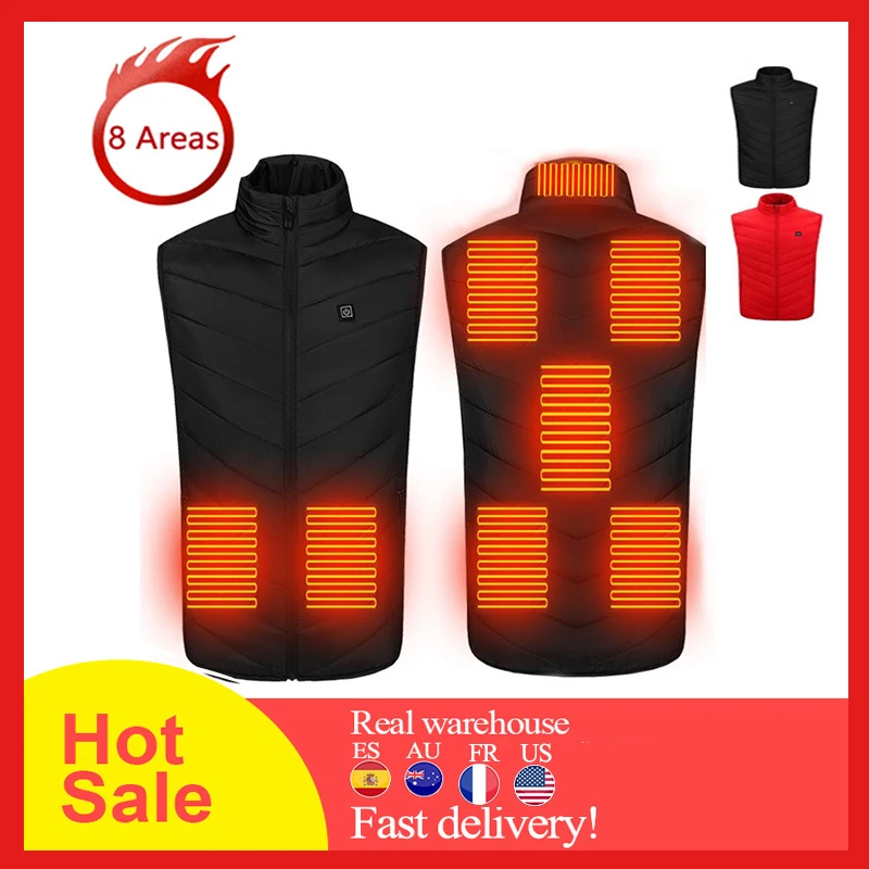 Жилет с подогревом 8 областей мужская зимняя куртка без рукавов USB и