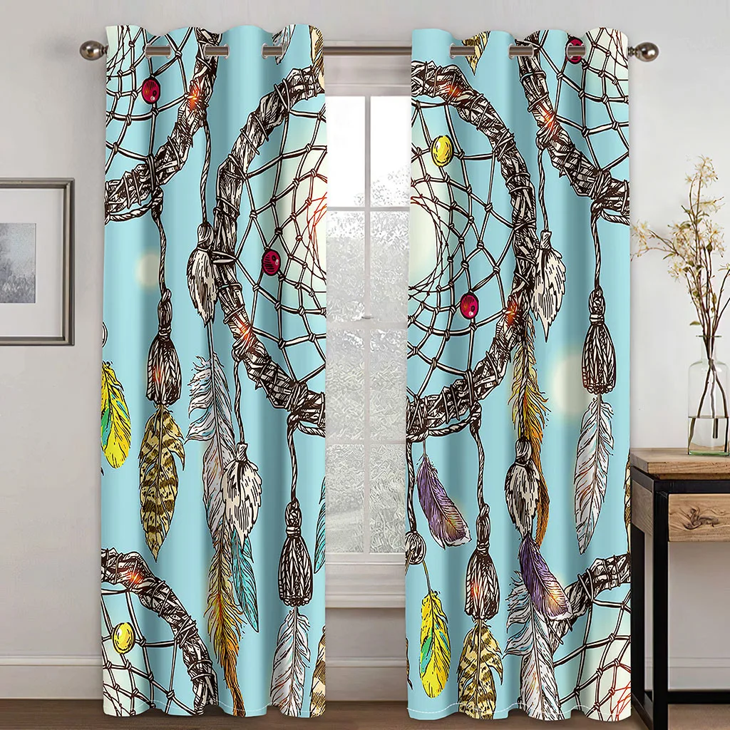 

Тканые шторы с принтом Ловца снов, две независимые занавески на левую и правую стороны, затемняющие шторы для спальни