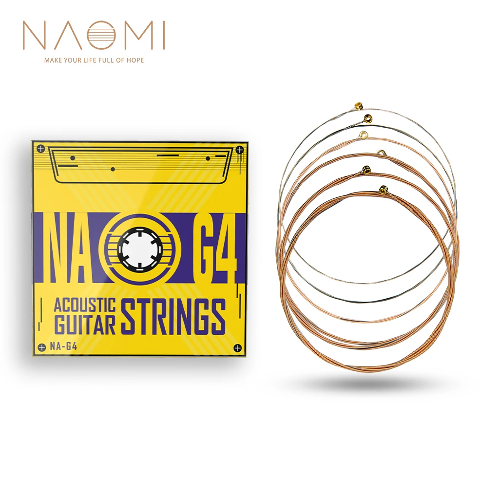 

NAOMI 6pcs/1pack Professional Acoustic Guitar Strings Hexagonal Steel Core + Phosphor Bronze .013-.054 Inch Deep Tone NA-G4