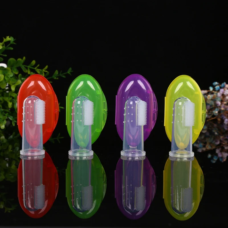 Уход за зубами для Зубная щётка детей зажим пальца с силиконовой щетки ясная