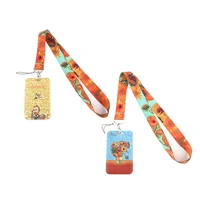 1pc zf2211 painter van gogh sunflower fashion lanyards id badge holder bus pass case cover slip bank credit card holder