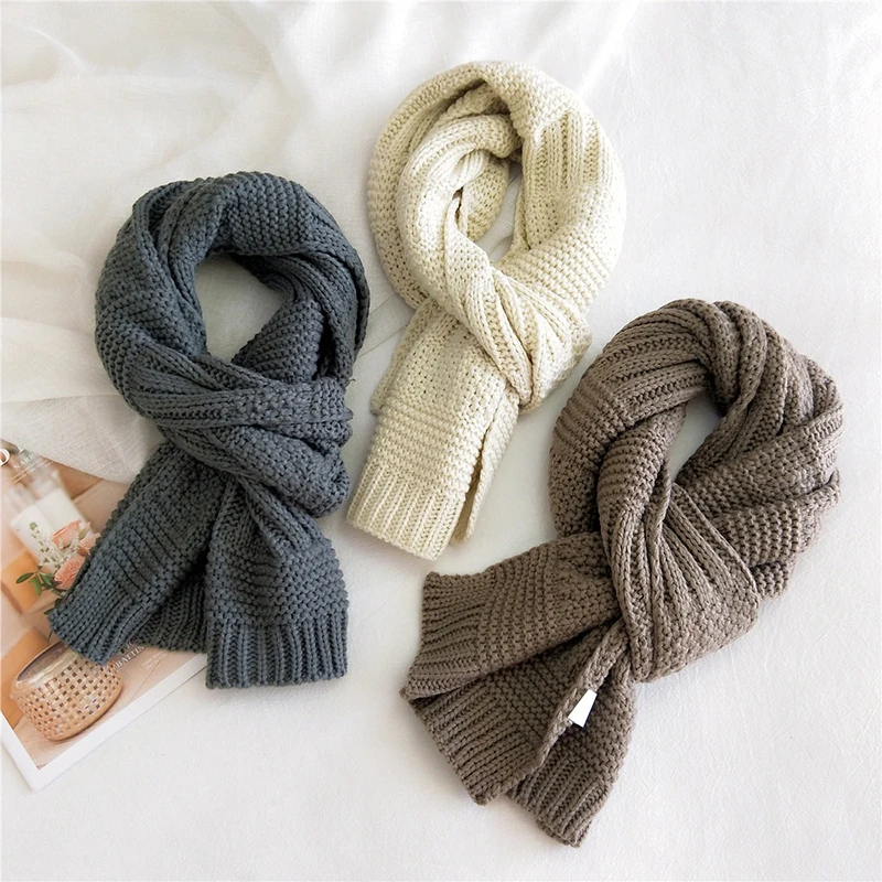 

Autumn Winter Female Knitting Wool Shawl Wraps Solid Color Couple Knitted Scarf Soft Thicken Keep Warm Double-sided Long Scarves