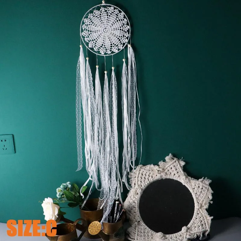 Подвесные белые Ловцы снов ветряные колокольчики подвеска с пером домашний