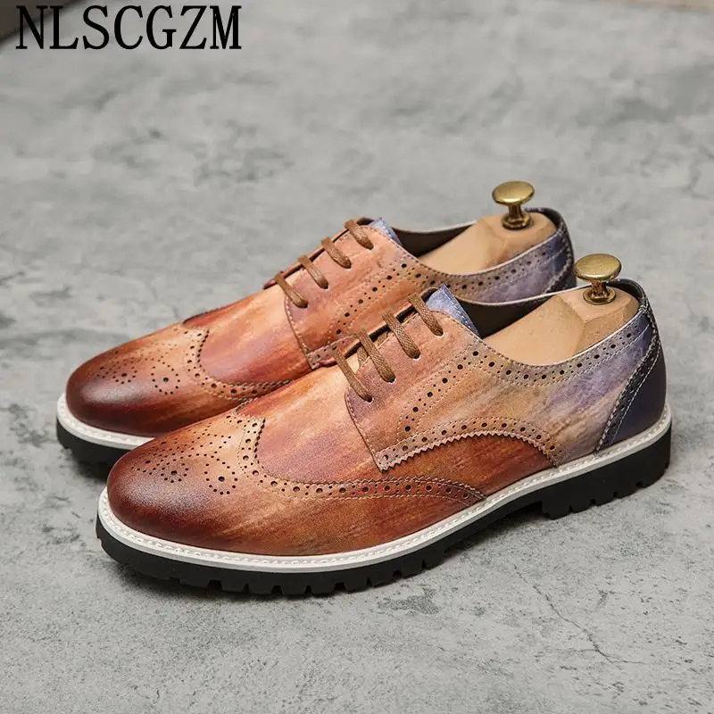 

Designer Brogue Men Dress Shoes Italian Leather Shoes Men Formal 2023 Classic Shoes Men Chaussures Habillées Pour Hommes Zapatos